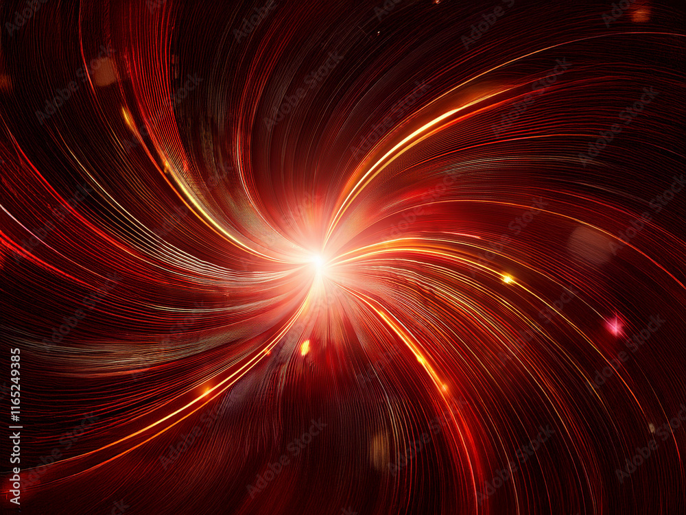 Aufkleber A vibrant swirl of red and orange light streams outwards from a central point, creating a dynamic and energetic abstract composition.  The glow suggests intense heat or energy.