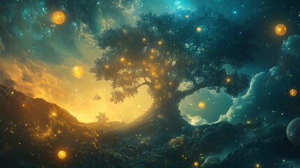 Celestial Tree Illuminates An Alien Landscape