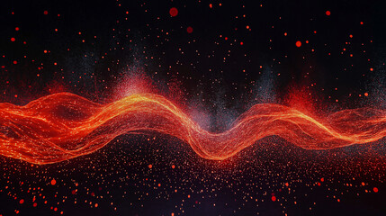 Fototapeta premium Energy shock wave, a red shock wave spreading from the central point, illuminates the entire black background