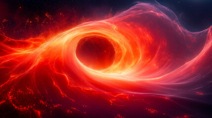 Fototapeta premium Energy shock wave, a red shock wave spreading from the central point, illuminates the entire black background