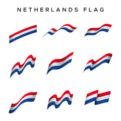 Netherlands Country flag vector pack with waving style. For design elements with the concept of celebrating Dutch holidays.