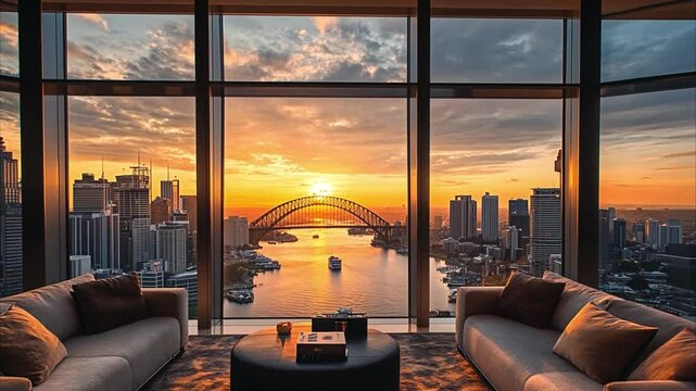 City Skyline from a Penthouse Suite