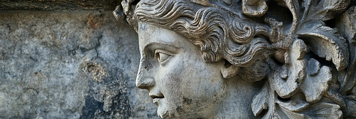 Detailed Stone Carving of a Classical Face