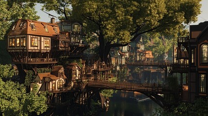 A beautiful, elegant city with treehouses and hanging bridges