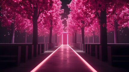Glowing Interactive 3D Wedding Aisle with Shimmering Neon Effects