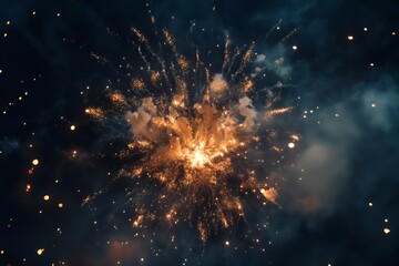Fototapeta premium Golden Fireworks Burst In Night Sky Display