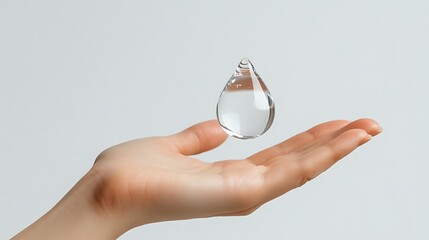 Woman's Hand Holding a Crystal Water Drop