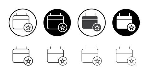 Calendar with a star icon simple vector symbol