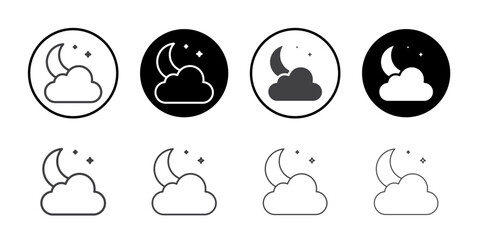 Clouds moon stars icon simple vector symbol