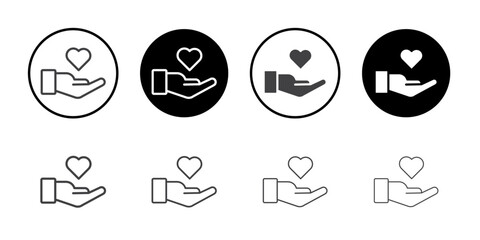 Hand holding heart icon simple vector symbol