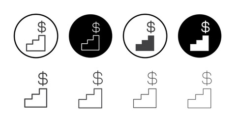 Steps with dollar sign icon simple vector symbol