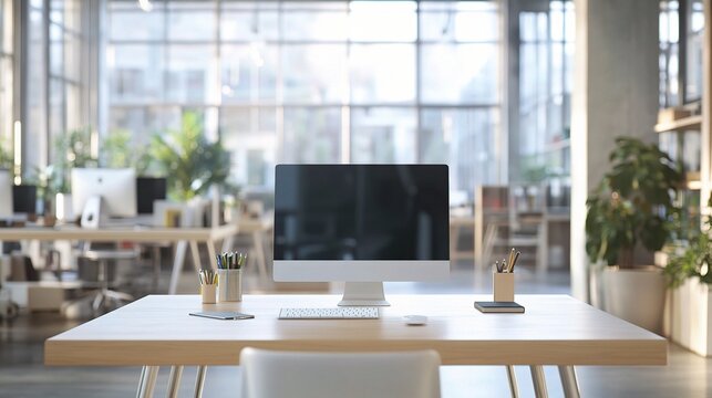 Modern Workspace Featuring Technology and AI Integration