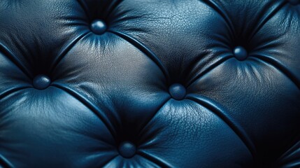 Blue Leather Sofa Close Up