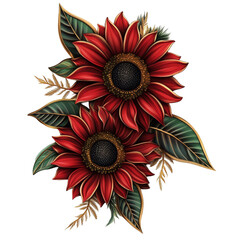 Fototapeta premium Vibrant sunflower arrangement floral art botanical illustration studio close-up nature's beauty