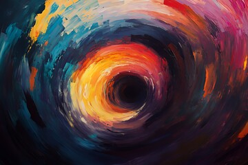 Abstract swirling vortex painting with vibrant colors