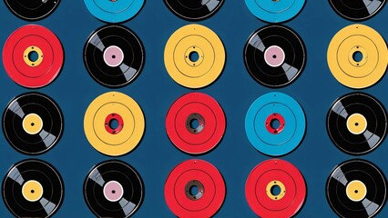 World Vinyl Record Day Celebration: Retro Music Enthusiasts Enjoying Vintage Records Against Vibrant Backdrops