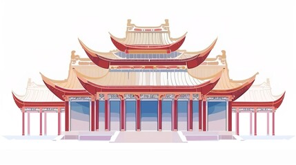 digital painting ancient chinese architecture