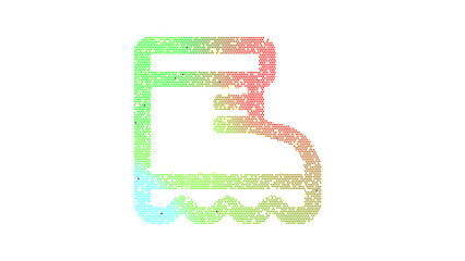 Icon boot is made up of LED square shapes. There are bright diodes and there are black dead diodes