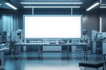 Modern Laboratory Interior With Blank Display Screen