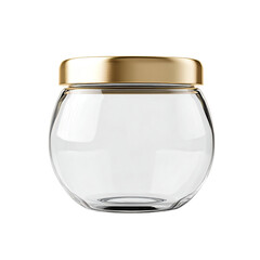 a glass jar with a gold lid