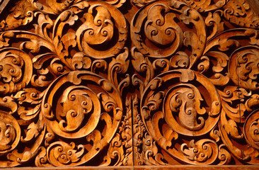 Ornate Carved Wood Motif Thai Thailand