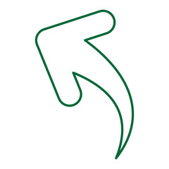 Green curved graph with arrow icon. Arrow illustration pointing up. Counterclockwise direction pointer. single arrow, sign left down isolated on white background. Vector illustration.
