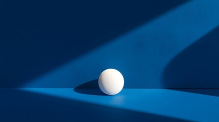 White Egg on Blue Background with Shadows