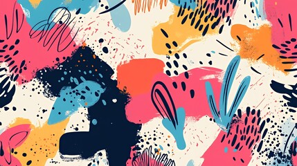 Abstract Colorful Paint Splashes and Organic Shapes