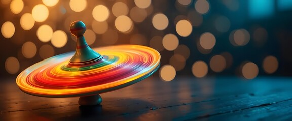 Spinning Top: A Whimsical, Rainbow-Colored Delight in Bokeh Lights