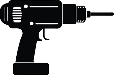 Drill machine silhouette vector, Electric drill machine icon