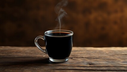 cup of coffee on wooden table