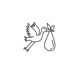 baby delivery bird or newborn vector icon