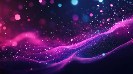 Abstract Glowing Particles Technology Background with Colorful Lights