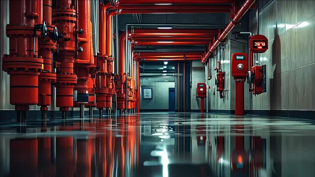 The fire protection piping room