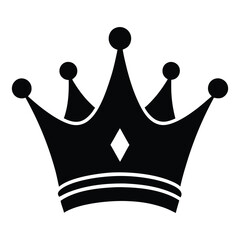 A vector representation of a black silhouette icon depicting a king's crown