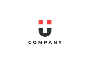 letter u with plus hospital symbol on negative space magnet logo