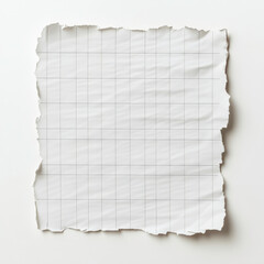 Obraz premium Crumpled Paper Sheet with Grid Background for Creative Designs and Crafts, Ideal for Writing Notes or Presenting Ideas