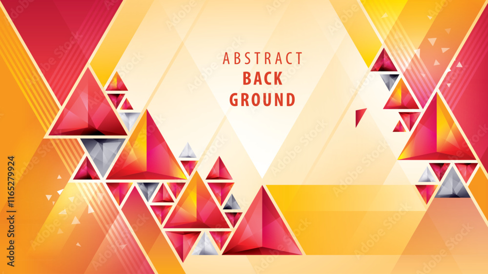Poster abstract red polygon triangles background, 3d triangle shapes design. modern geometric triangle back