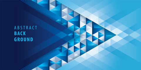 Abstract Blue geometric background with 3d triangle Arrow, Modern polygon triangles background. Triangle Pattern design, Creative ideas for business presentations, template, banner, invitation card