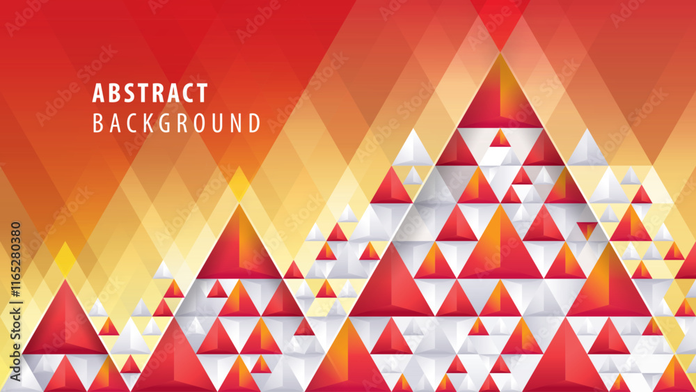 Sticker abstract red geometric background with 3d triangle shape, modern polygon triangles background. trian