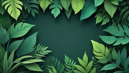 A green leafy background with a green leafy border