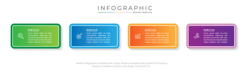 Modern infographic template with 4 steps. Business circle template with options for brochure, diagram, workflow, timeline, web design. Vector EPS 10