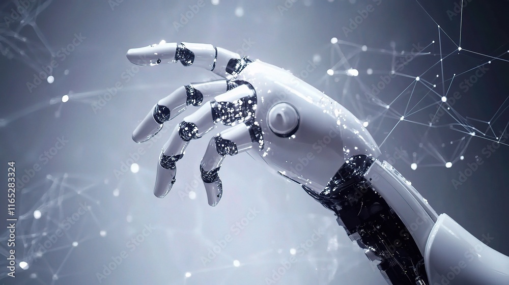 Poster smart robot arm operating in an industrial setting for automation