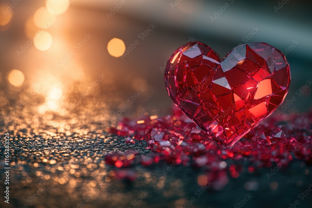 Poster Heart-shaped diamond on a table