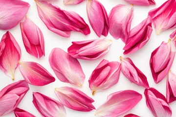 Obraz premium Delicate Pink Petals on White Background for Floral Design and Decoration