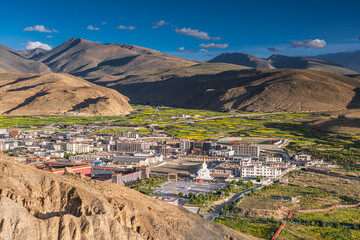 Picturesque shot of a beautiful ancient Buddhist temple in Tibet.