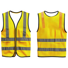 Yellow Safety Vest Mockup for Design Showcase on Transparent Background PNG