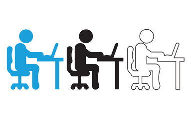 Workplace desk icon. Line, glyph and filled outline colorful version, Office worker outline and filled vector sign. Symbol, logo illustration. Different style icons set. Vector graphics