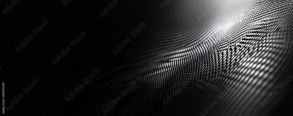 Poster abstract black and white particles wave background flowing in cyberspace
