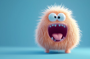 funny cute fluffy orange cartoon monster